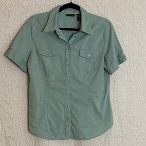 New York & Company Green Button Down Shirt